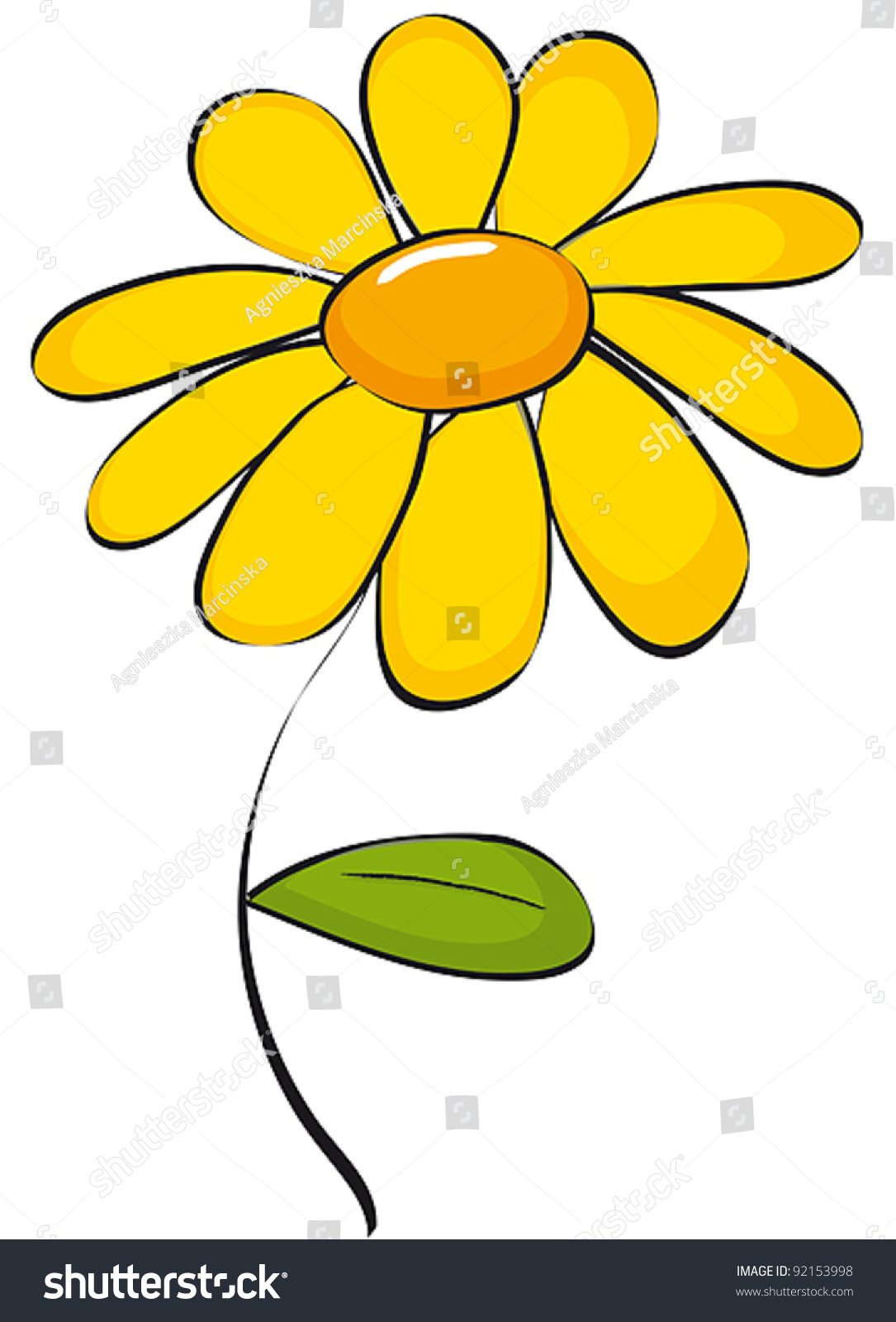 Clip Art Of Colorful Cute Yellow Daisie Stock Vector 92153998 ...