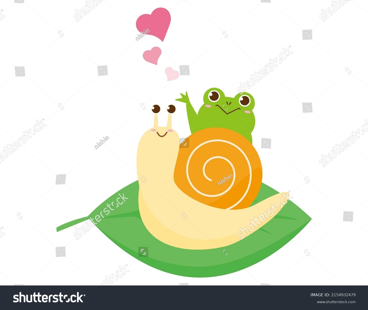 Clip Art Cute Frog Snail Vector Stock Vector (Royalty Free) 2154932479