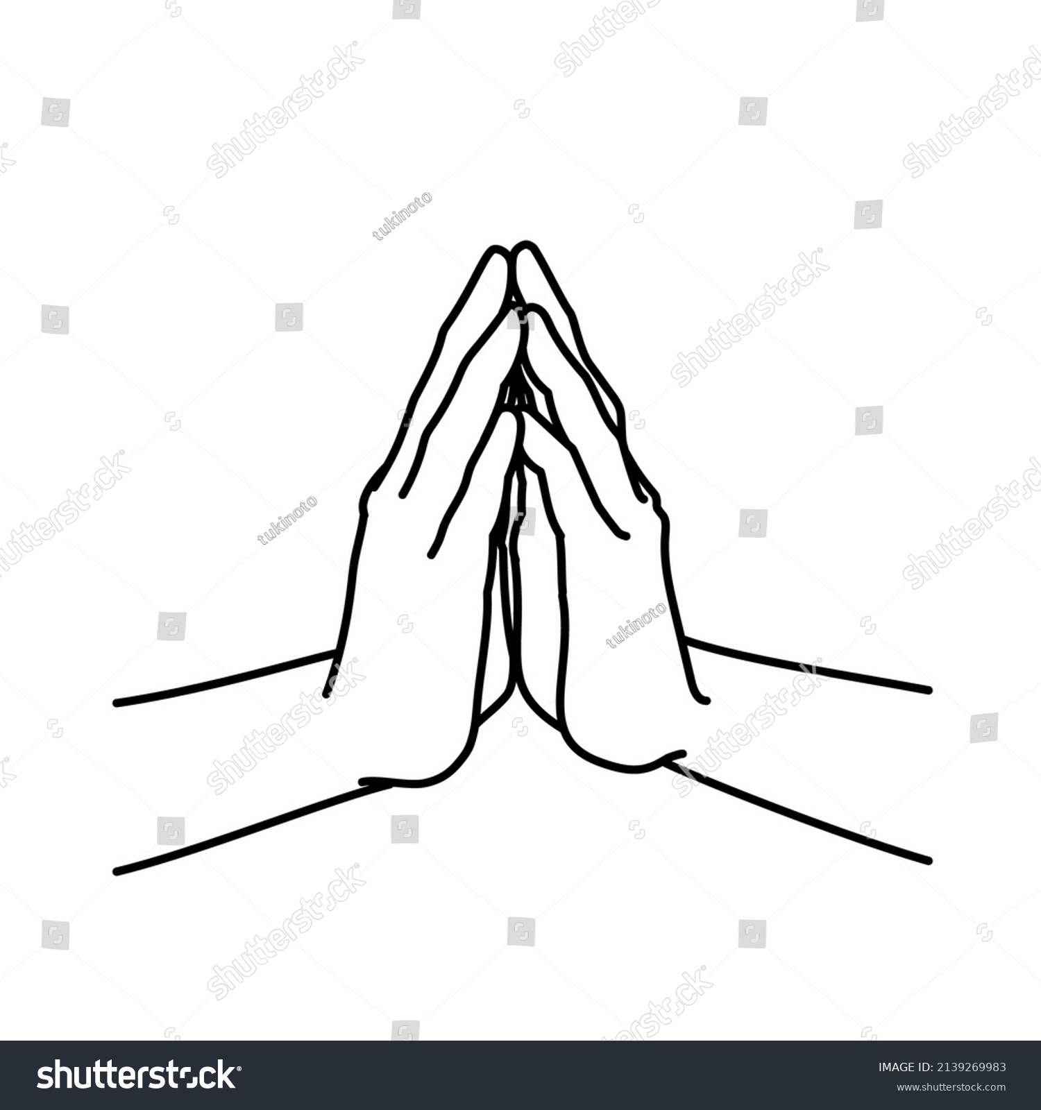 Clip Art Praying Palms Together Line Stock Vector (Royalty Free ...