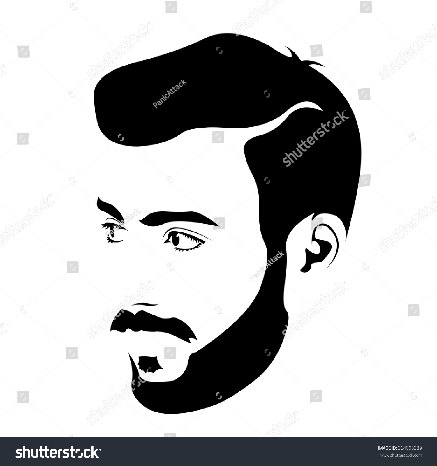 Clip Art Of Young Bearded Hipster Looking Away. Easy Editable Layered ...