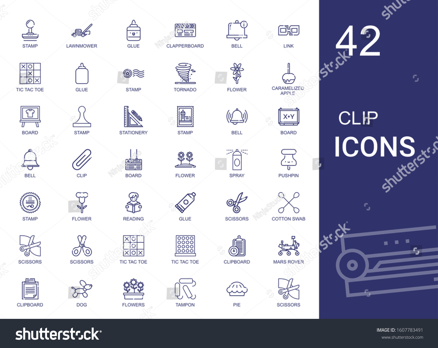 Clip Icons Set Collection Clip Stamp Stock Vector Royalty Free