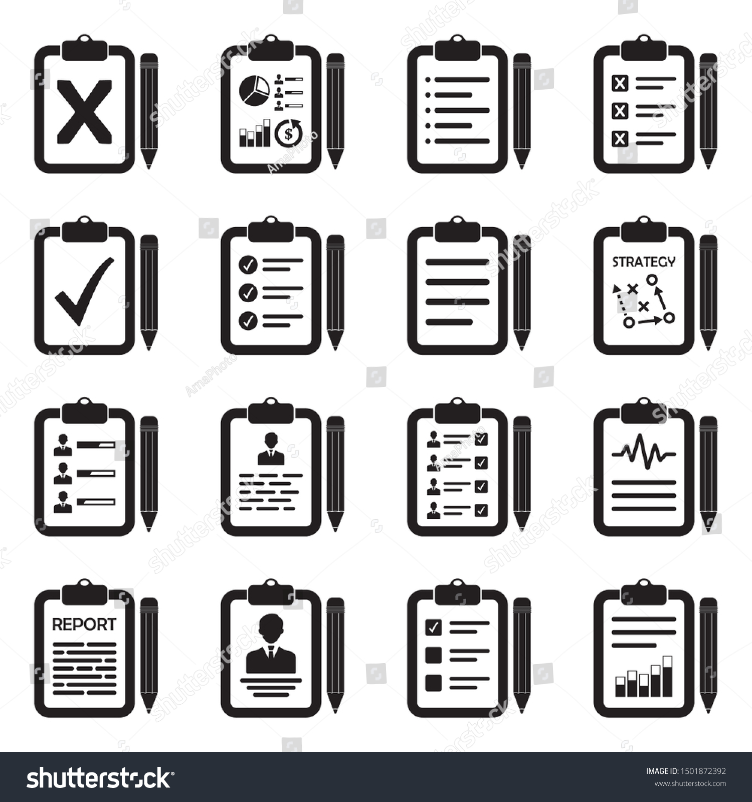 Clipboard Icons Black Flat Design Vector Stock Vector (Royalty Free ...