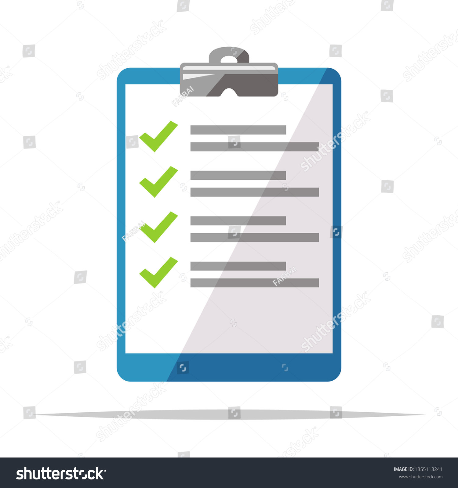 blue clipboard with green check marks clip art preview