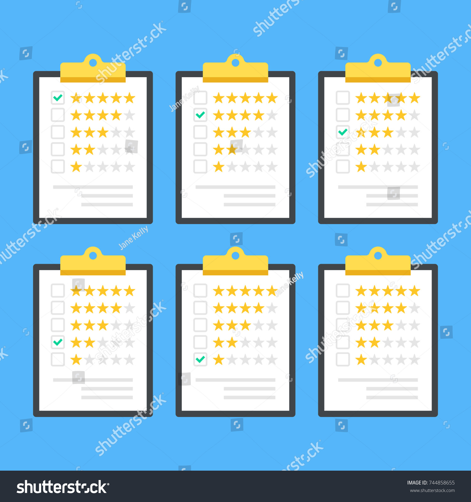 Clipboards Rating Stars Check Marks Survey Stock Vector Shutterstock