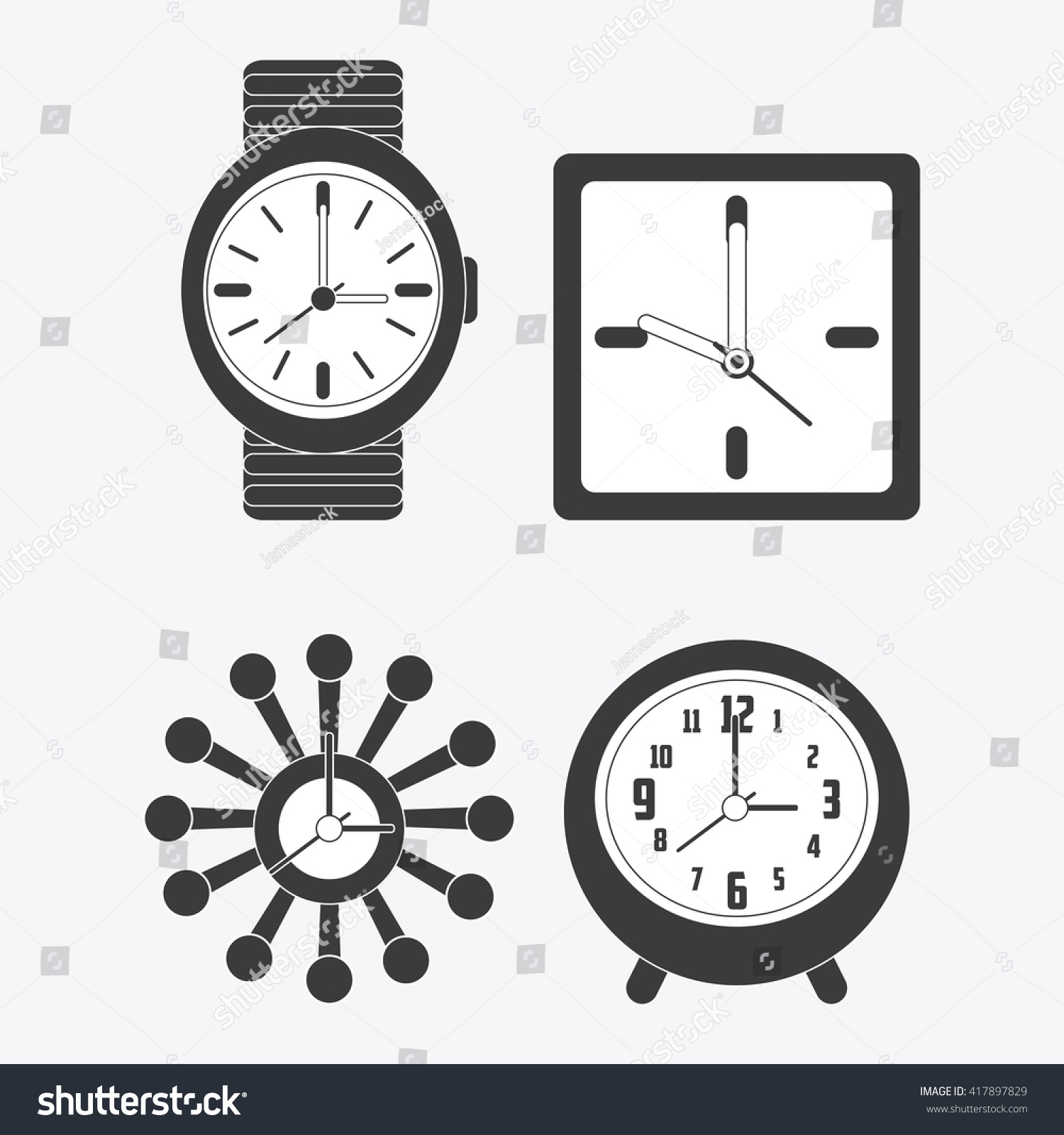 Clock Design White Background Time Concept Stock Vector (Royalty Free ...