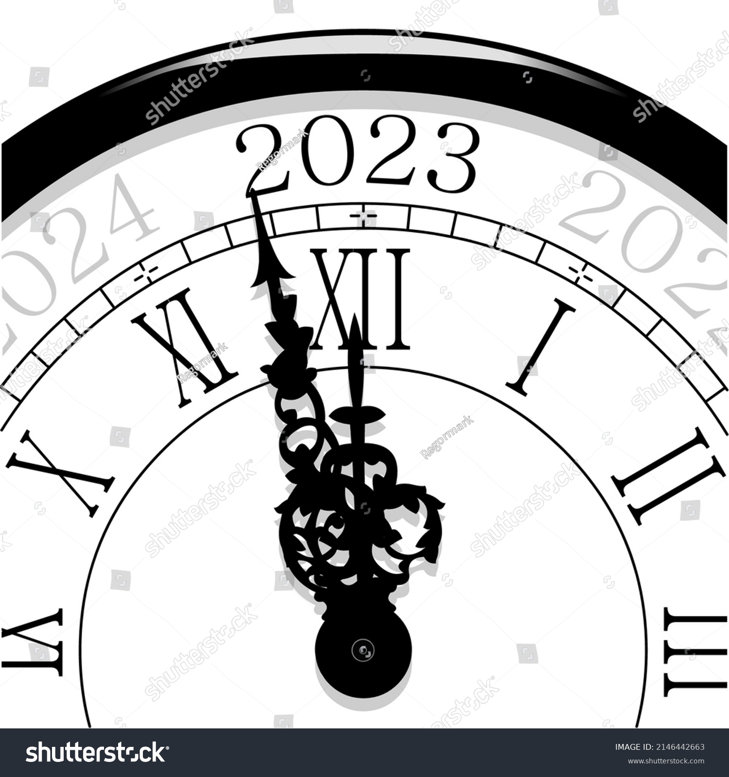 Stock Vector Clock For The Transition To The Year 2146442663 