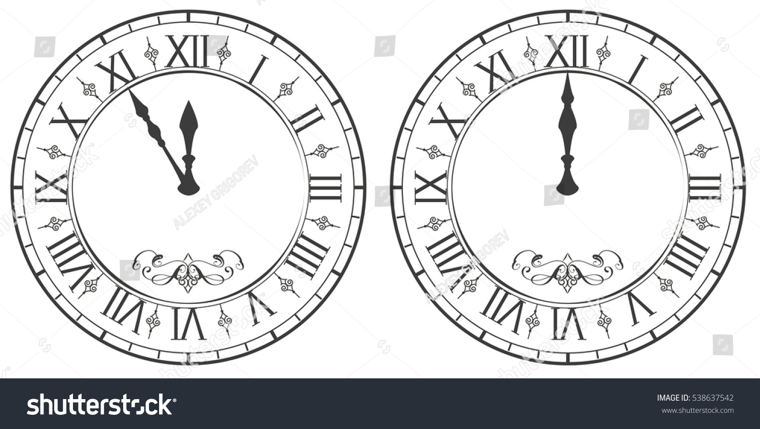 Clock Roman Numerals New Year Midnight Stock Vector ...