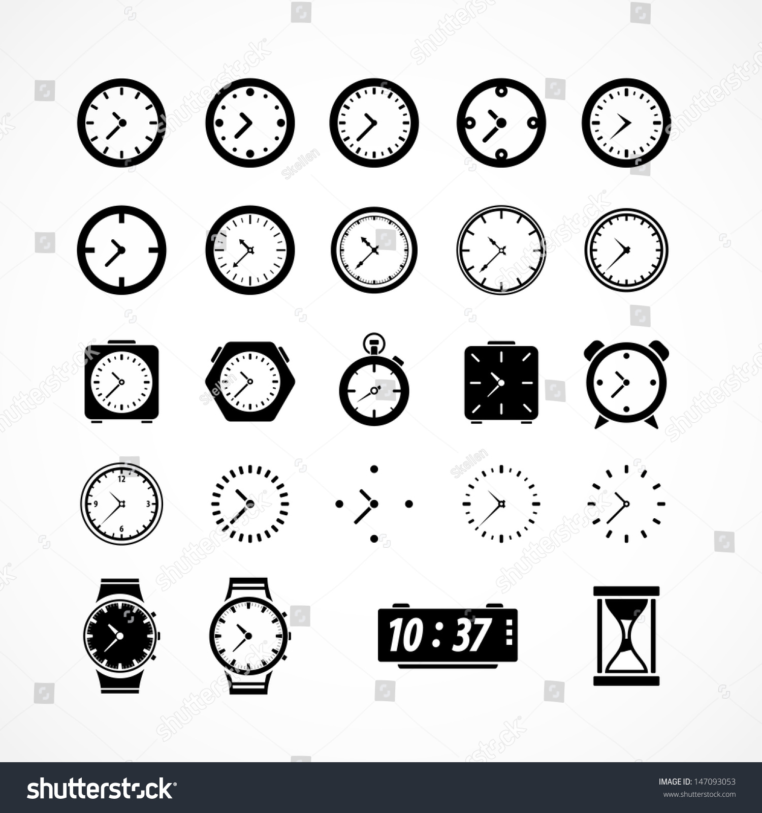 Clocks Icons Vector Illustration Stock Vector 147093053 - Shutterstock