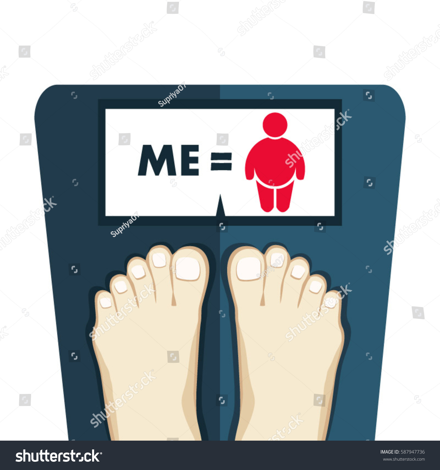 Closeup Persons Feet Standing On Weighing Stock Vector Royalty Free