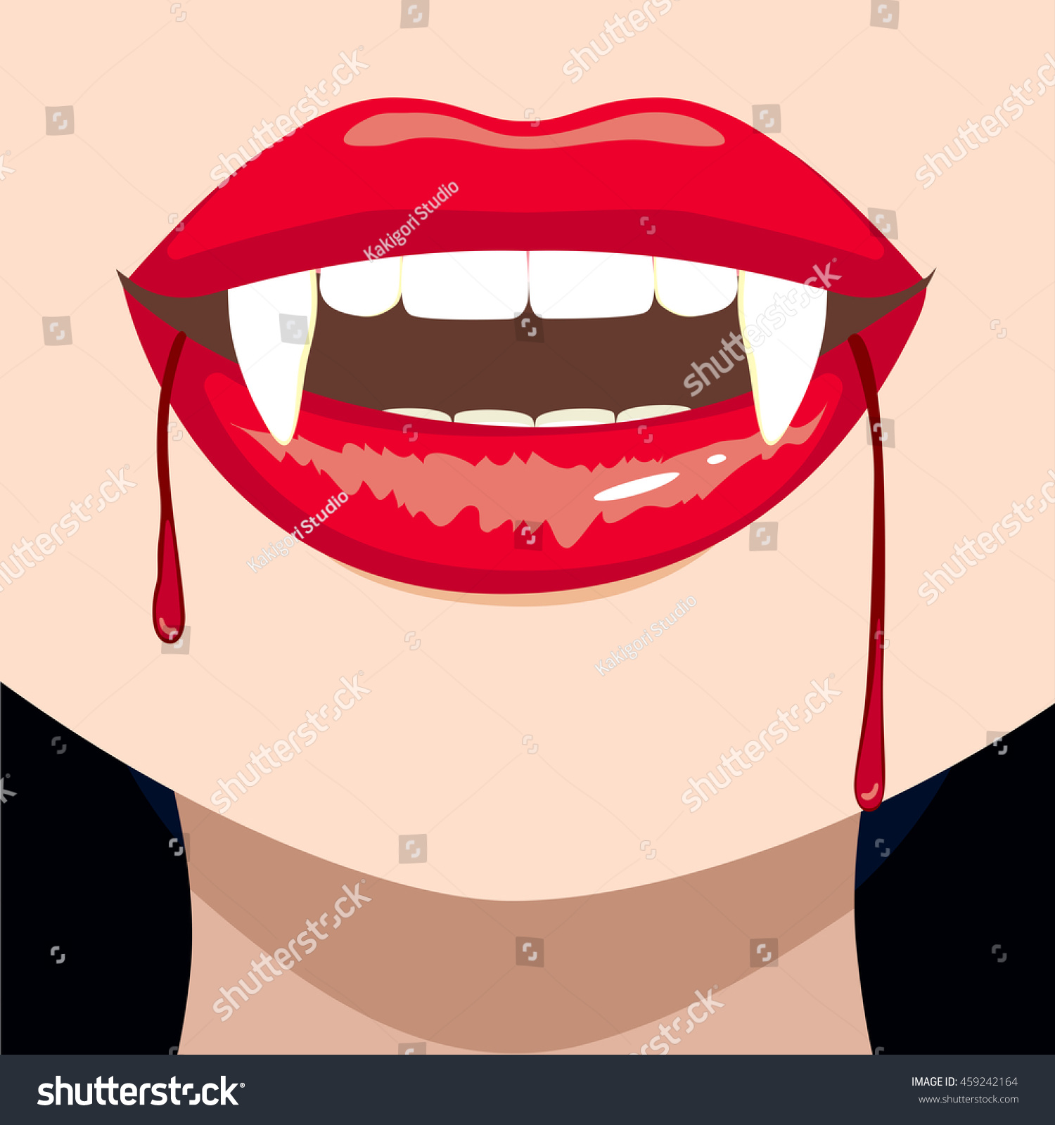 Close Female Vampire Bloody Mouth Showing Stock Vector 459242164 ...