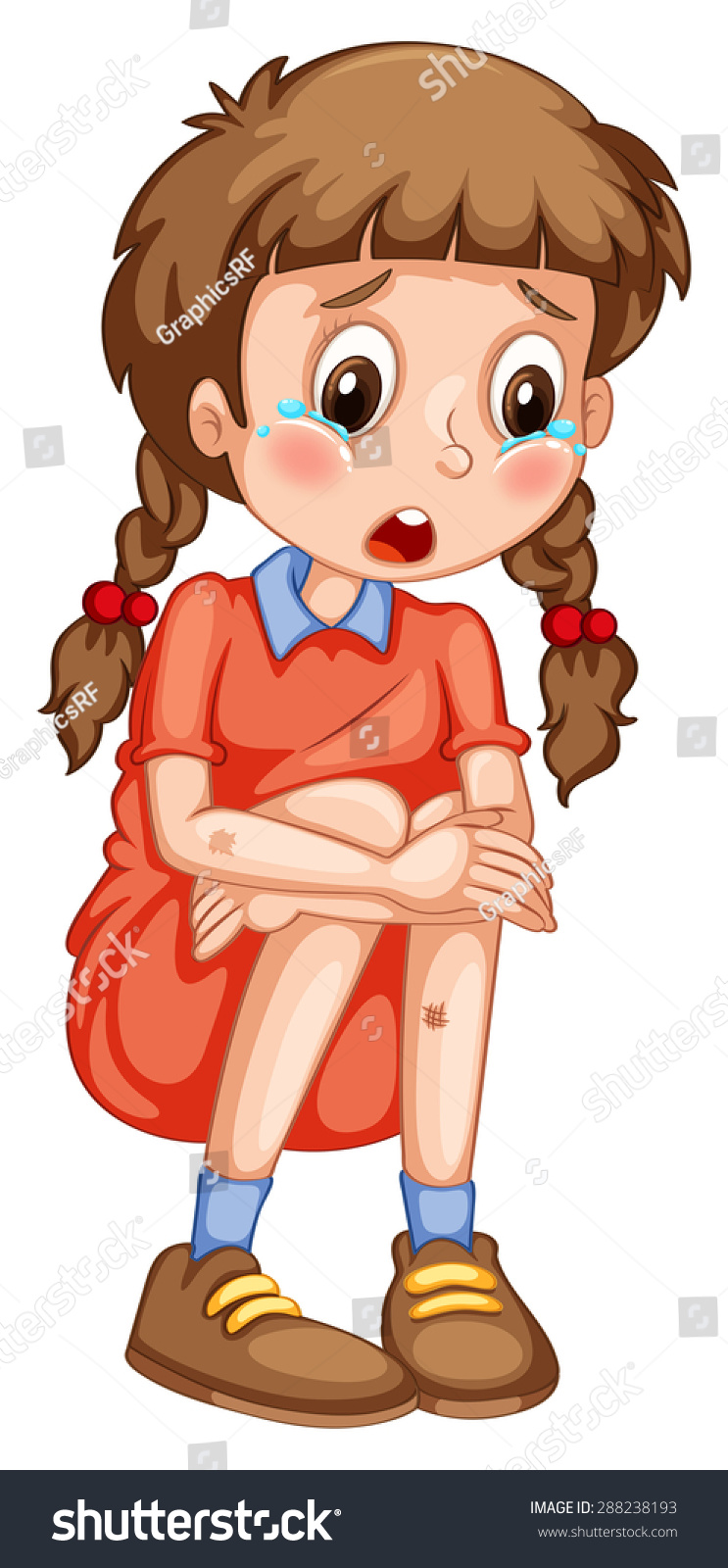 Close Up Sad Girl Crying In Tears Stock Vector Illustration 288238193 ...