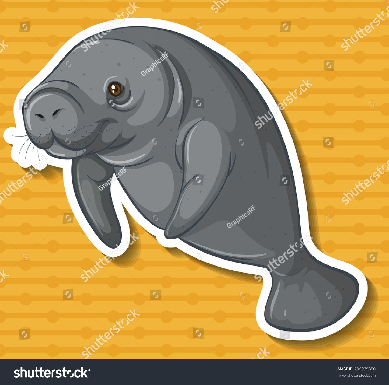 SVG of Close up sea cow swimming alone svg