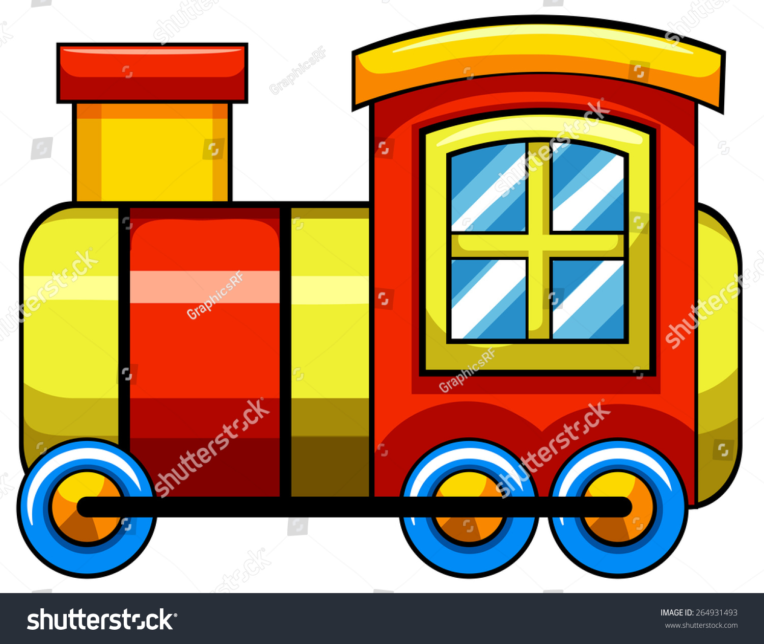 Close Up Yellow Toy Train Stock Vector Illustration 264931493 ...