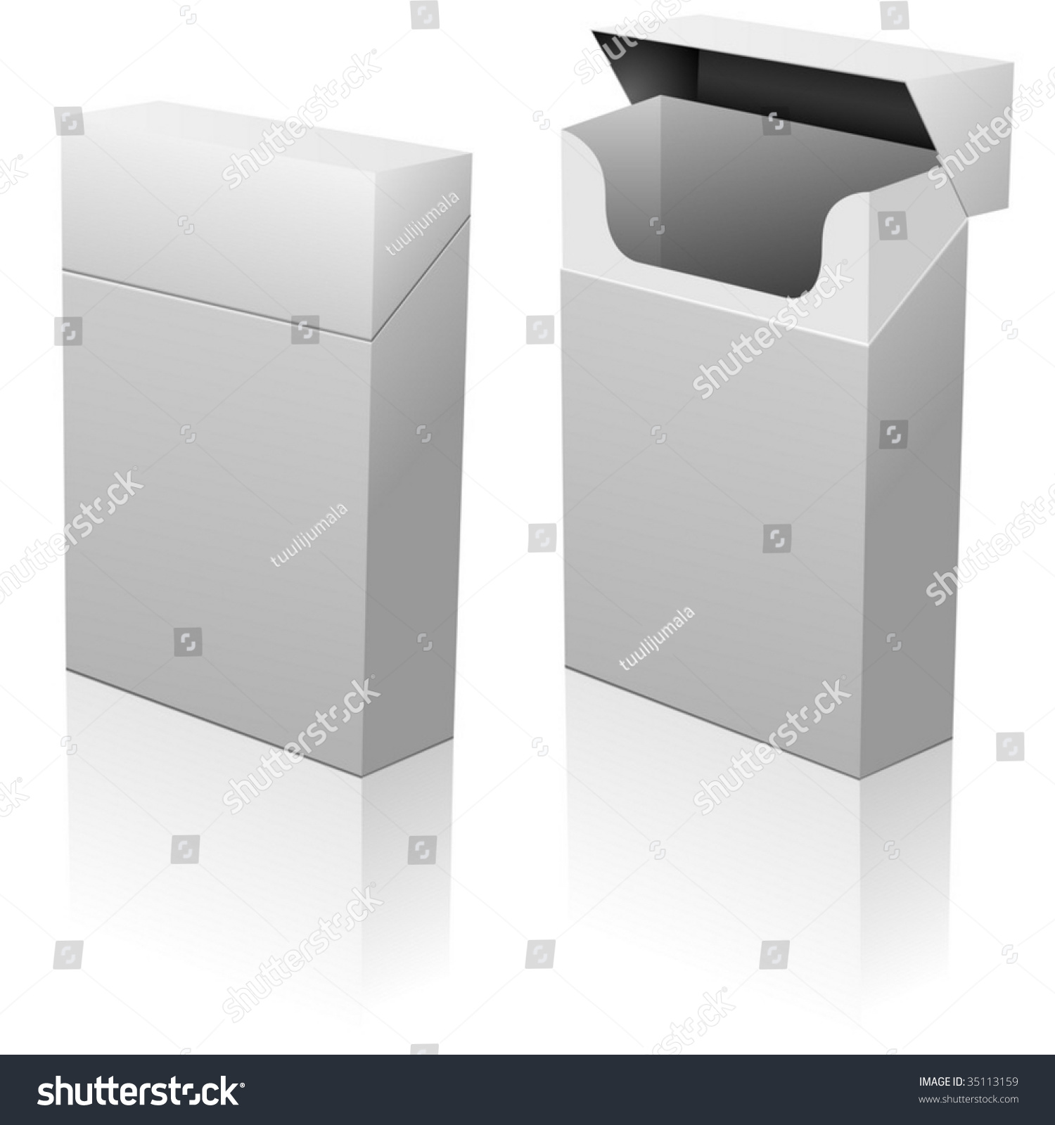 Closed And Opened Empty Cigarettes Pack Template. Stock Vector ...