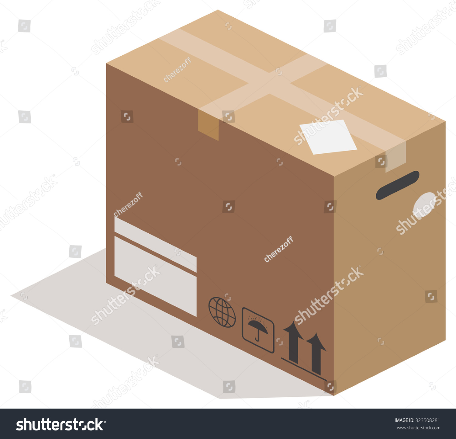 Closed Carton Box On White Vector Stock Vector Royalty Free 323508281