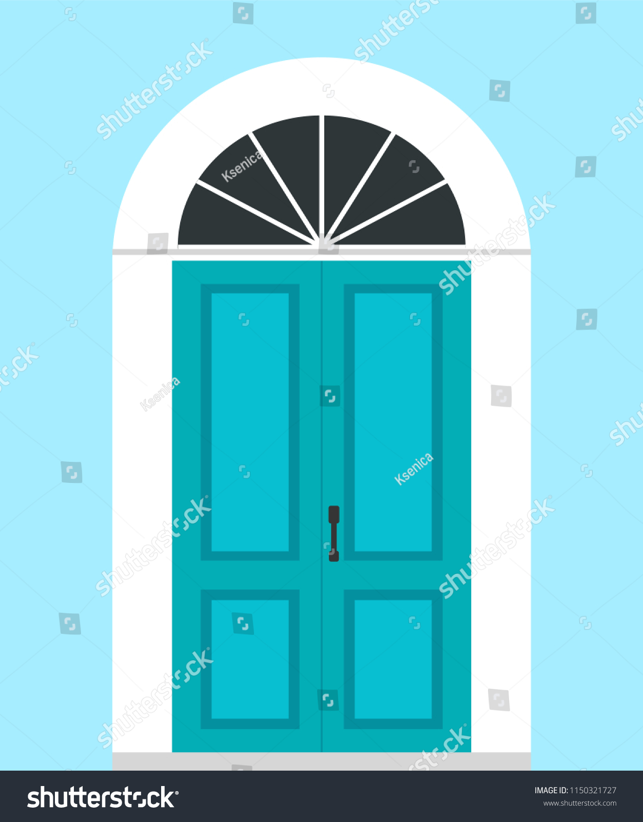 Closed Front Door Flat Design Vector Stock Vector Royalty