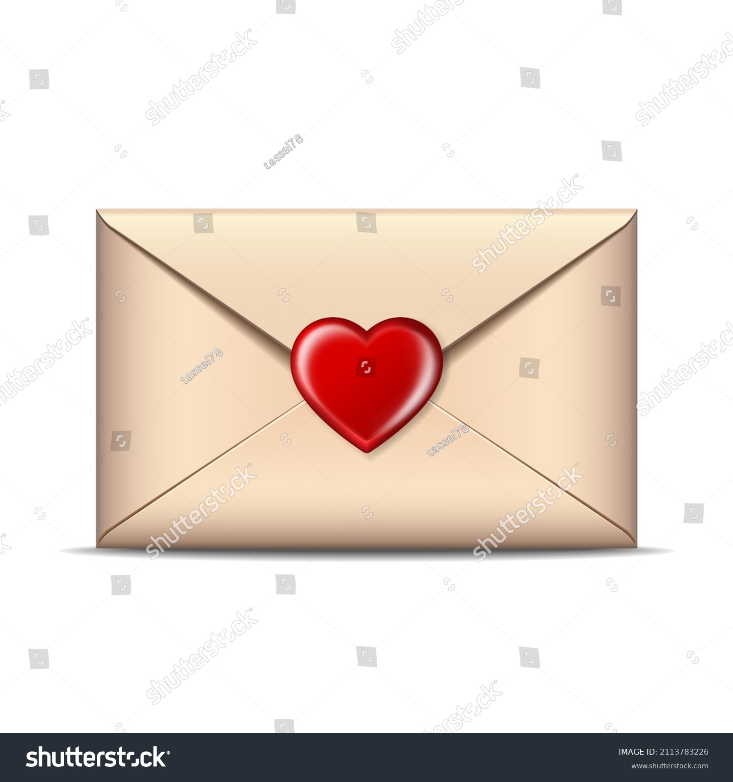 Closed Postal Envelope Small Heart Shaped Stock Vector Royalty Free 2113783226 9985