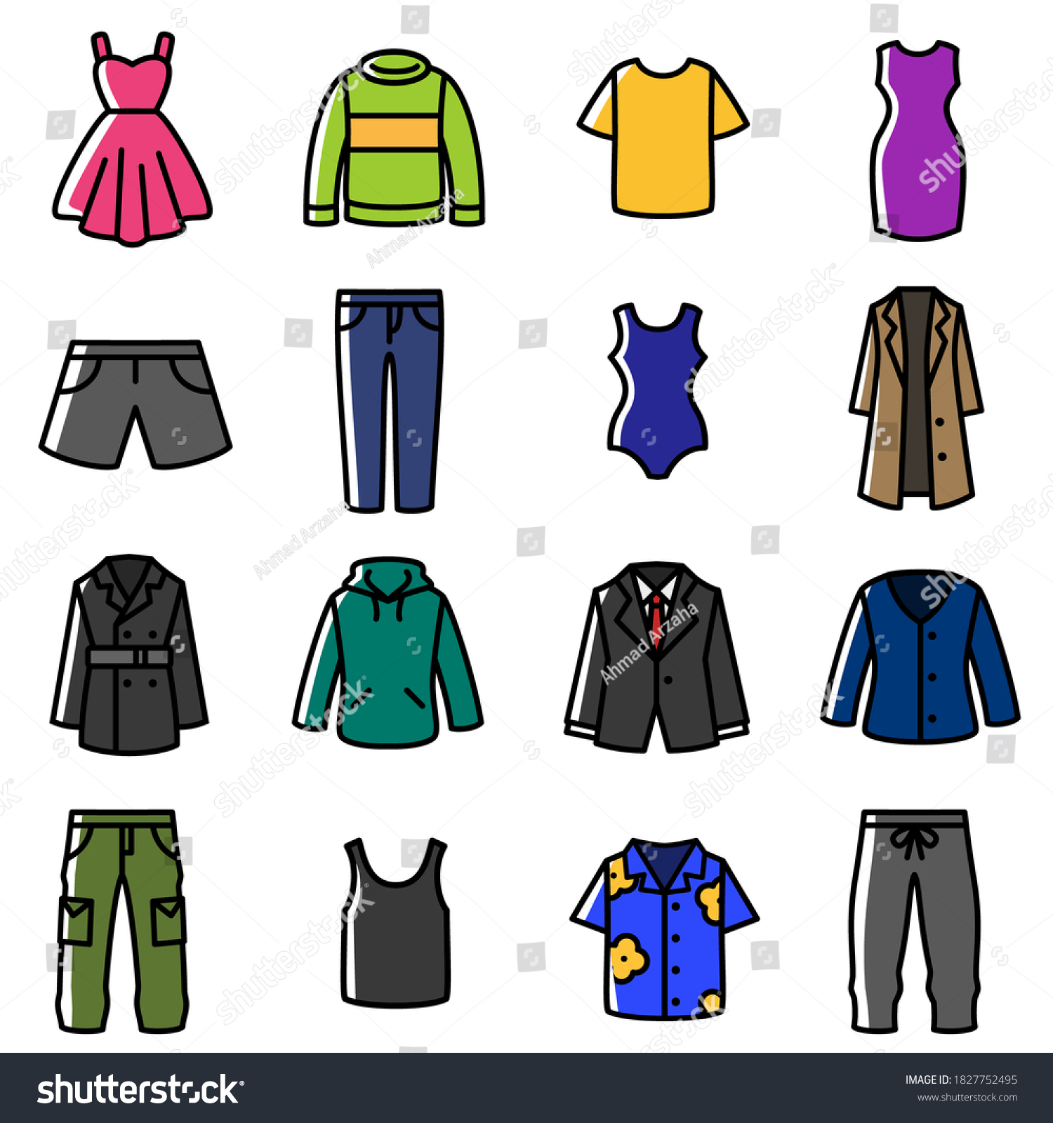 Clothes Icon Set Design Fashion Clothes Stock Vector Royalty Free 1827752495 7913