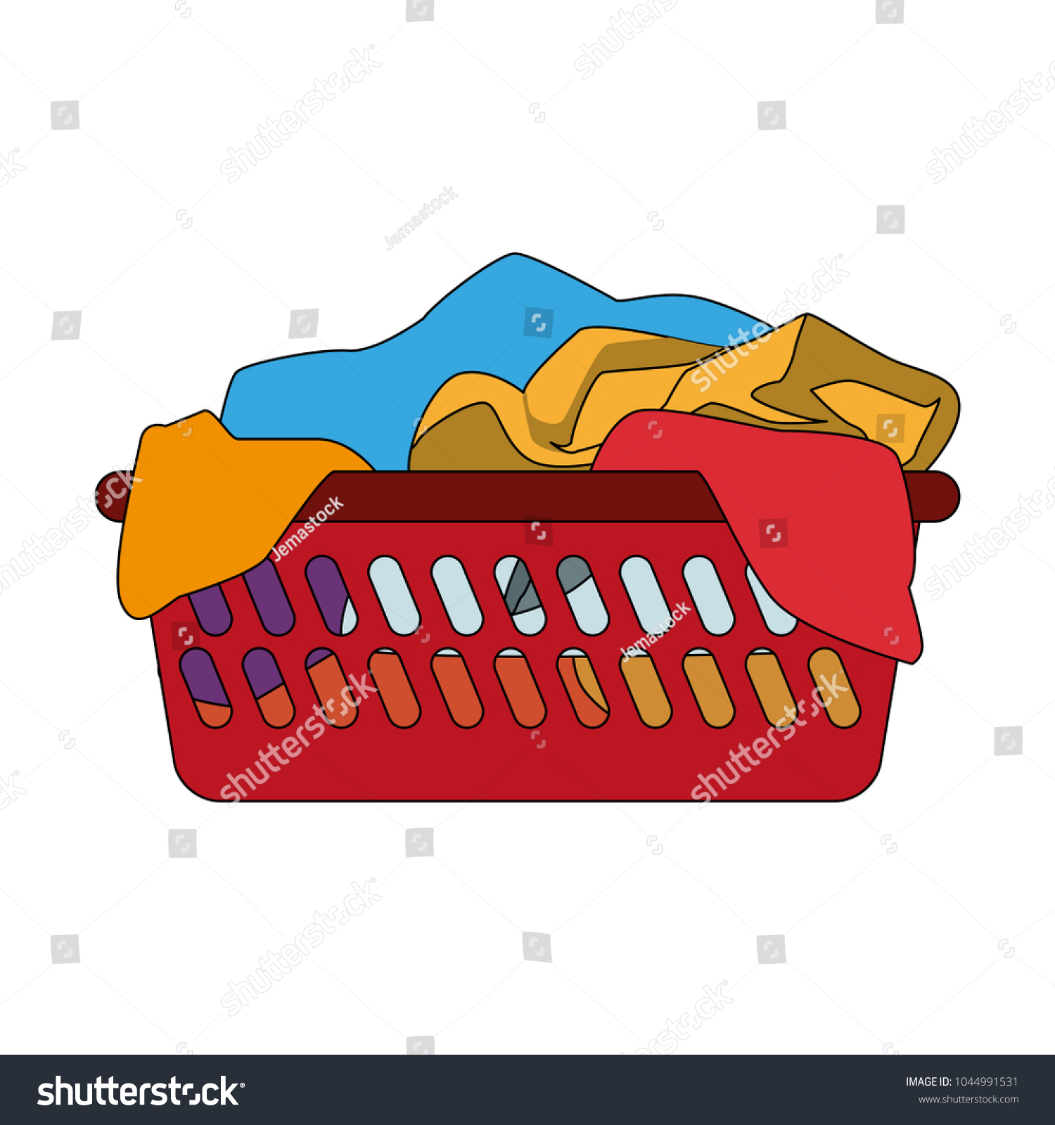 Clothes Basket Stock Vector (Royalty Free) 1044991531