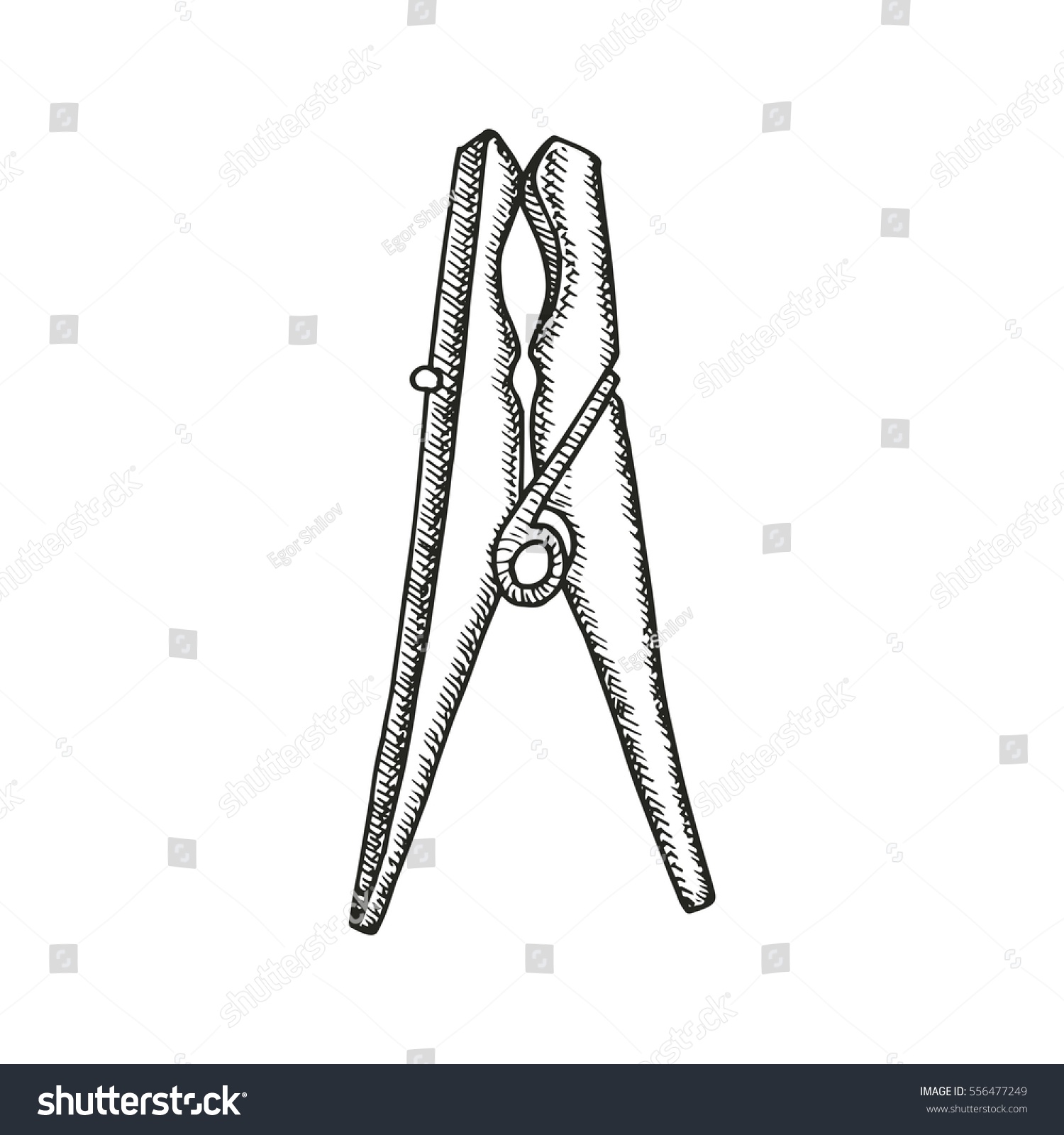 Clothespin Sketch Vector Illustration เวกเตอร์สต็อก 556477249