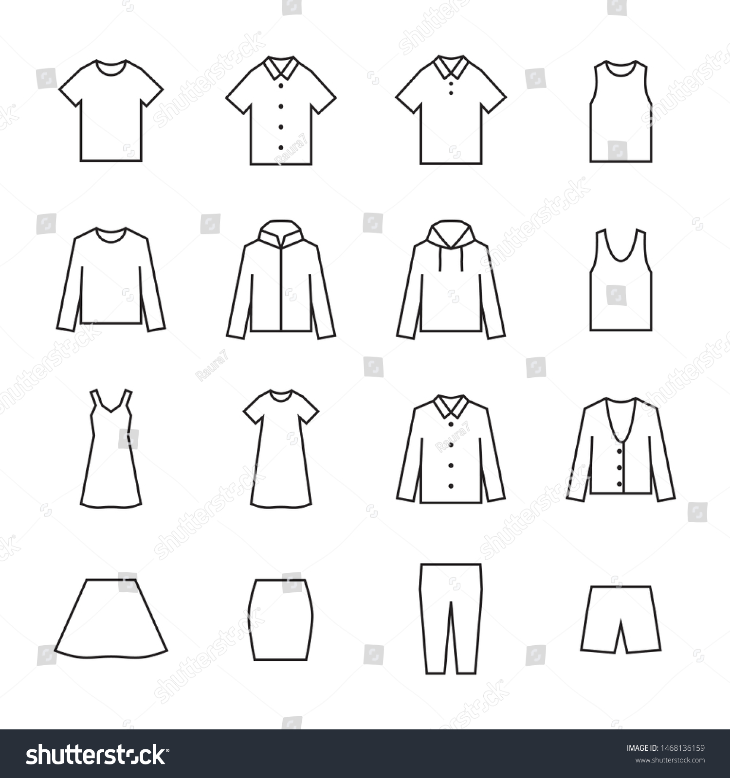 Clothing Fashion Pictogram Icon Set Stock Vector (Royalty Free ...