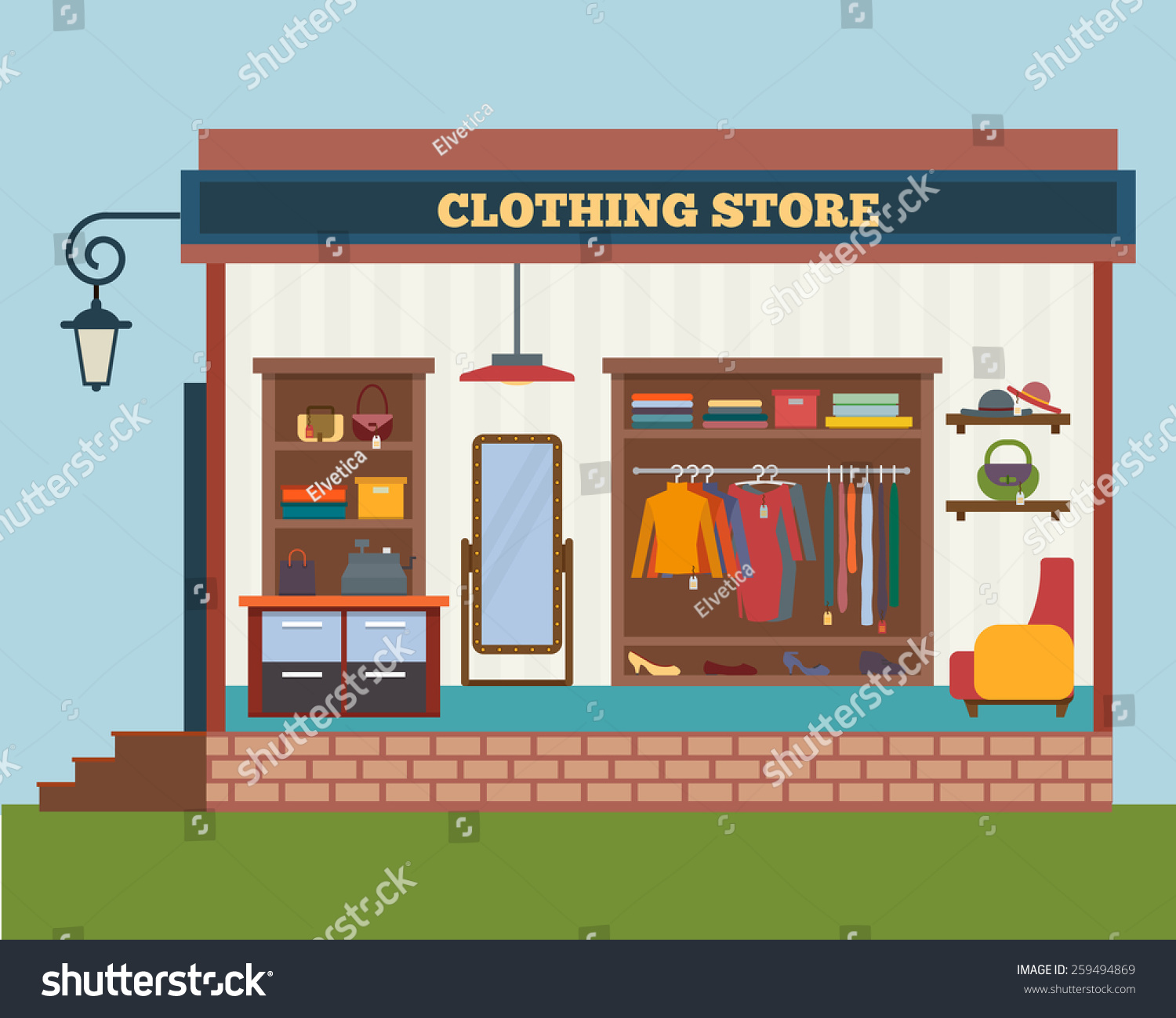 Clothing Store Man Woman Clothes Shop Stock Vector 259494869 - Shutterstock