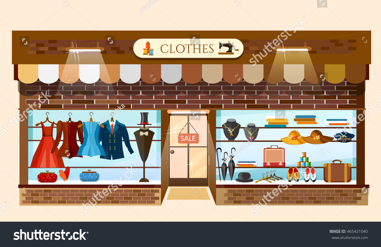 Clothing Store Showcases Fashion Shop Interior Stock Vector (Royalty