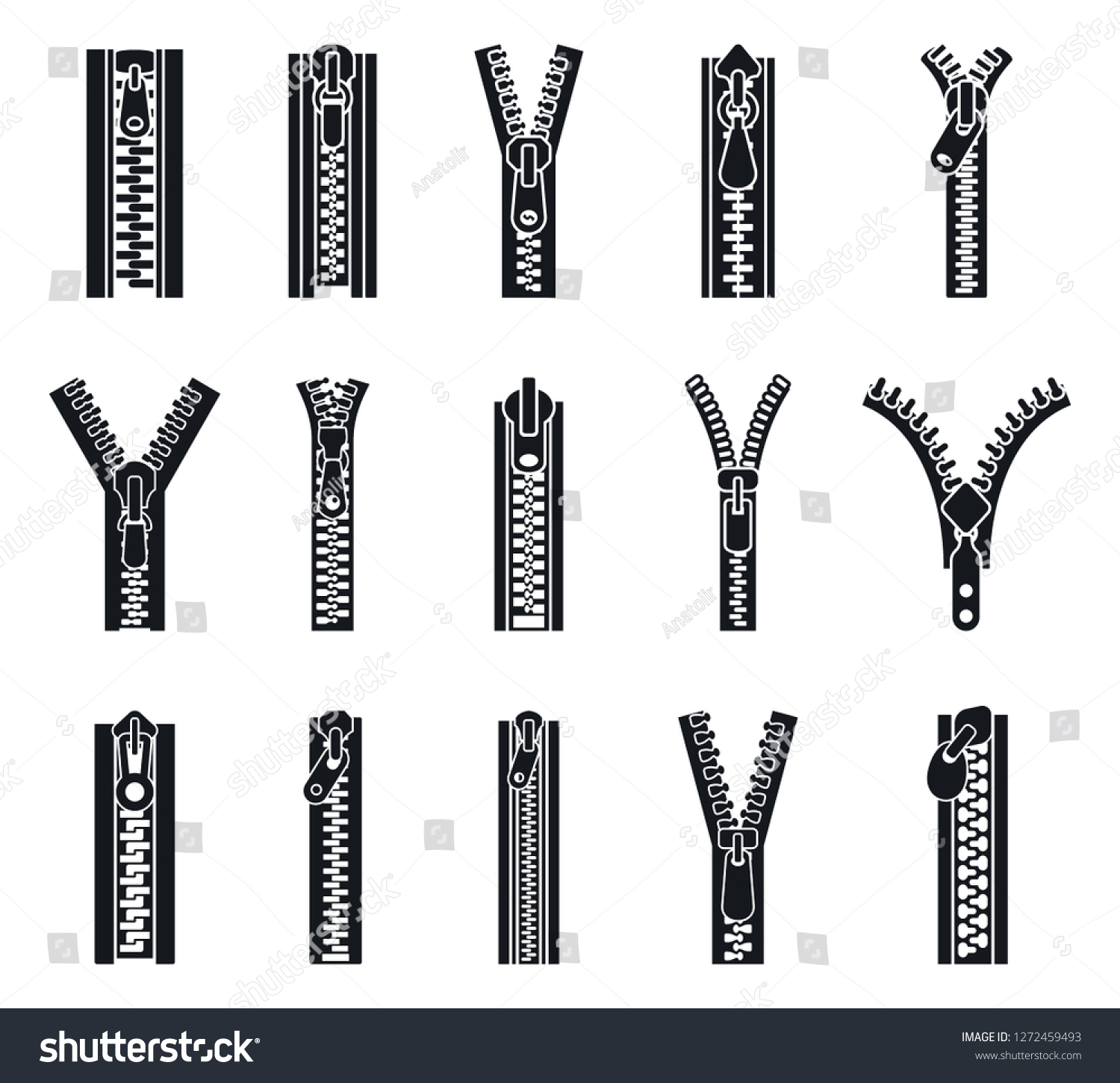 SVG of Clothing zipper icon set. Simple set of clothing zipper vector icons for web design on white background svg