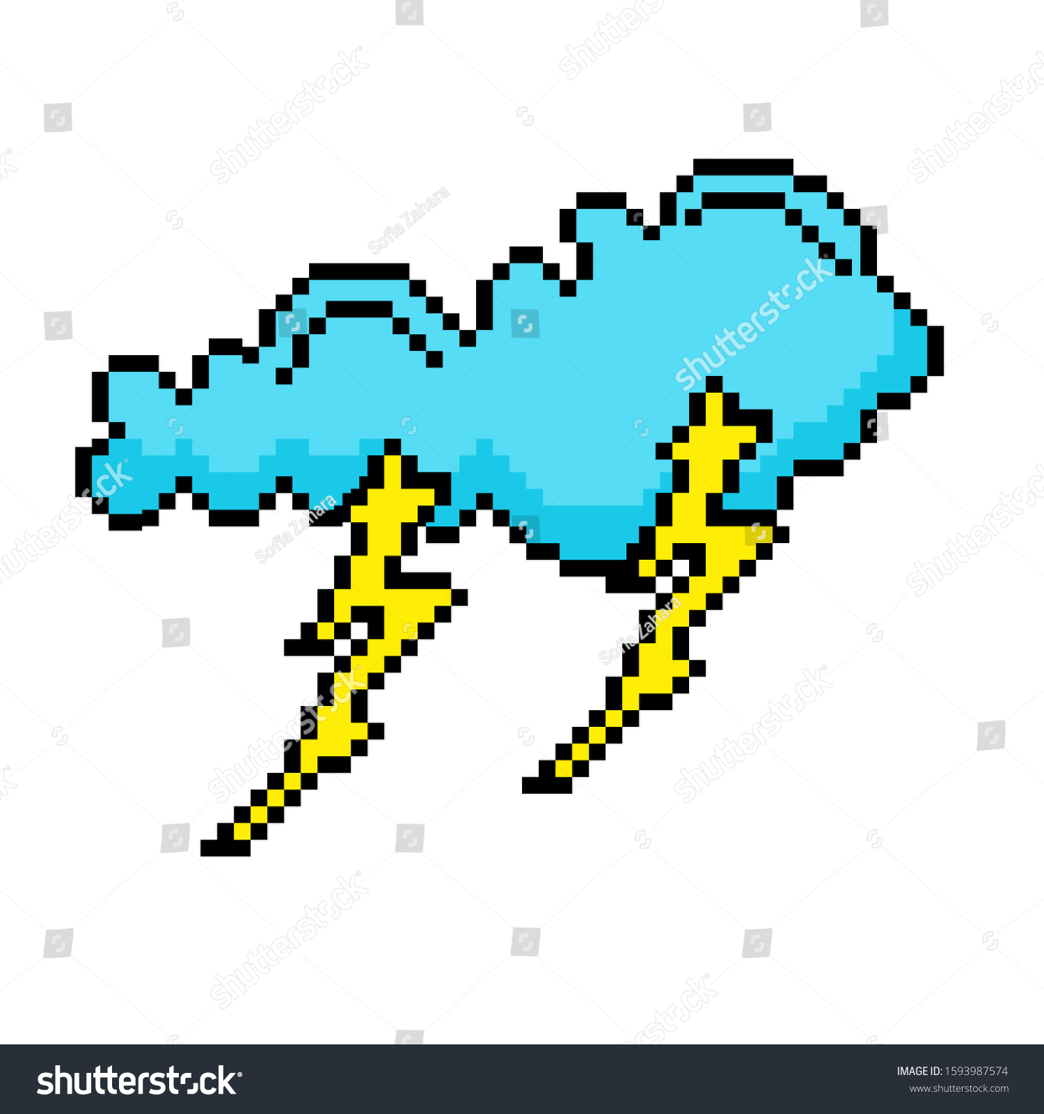 Cloud Thunderbolt Isolated On White Background Stock Vector (Royalty ...