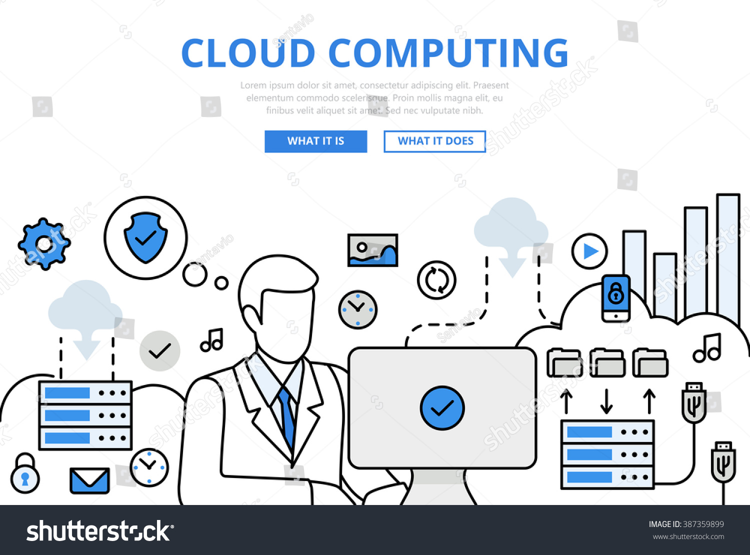 Cloud Computing Data Storage Operator Content Stock Vector ...