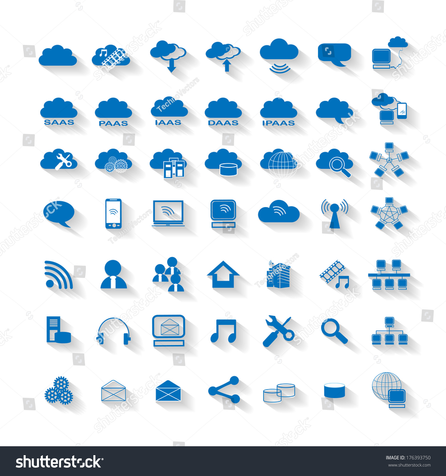 Cloud Computing Network Web Icon Collections Stock Vector Royalty Free