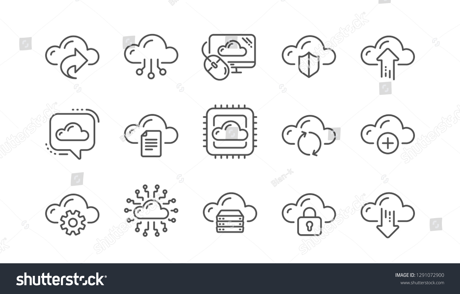 Cloud Data Technology Icons Hosting Computing Stock Vector (Royalty ...