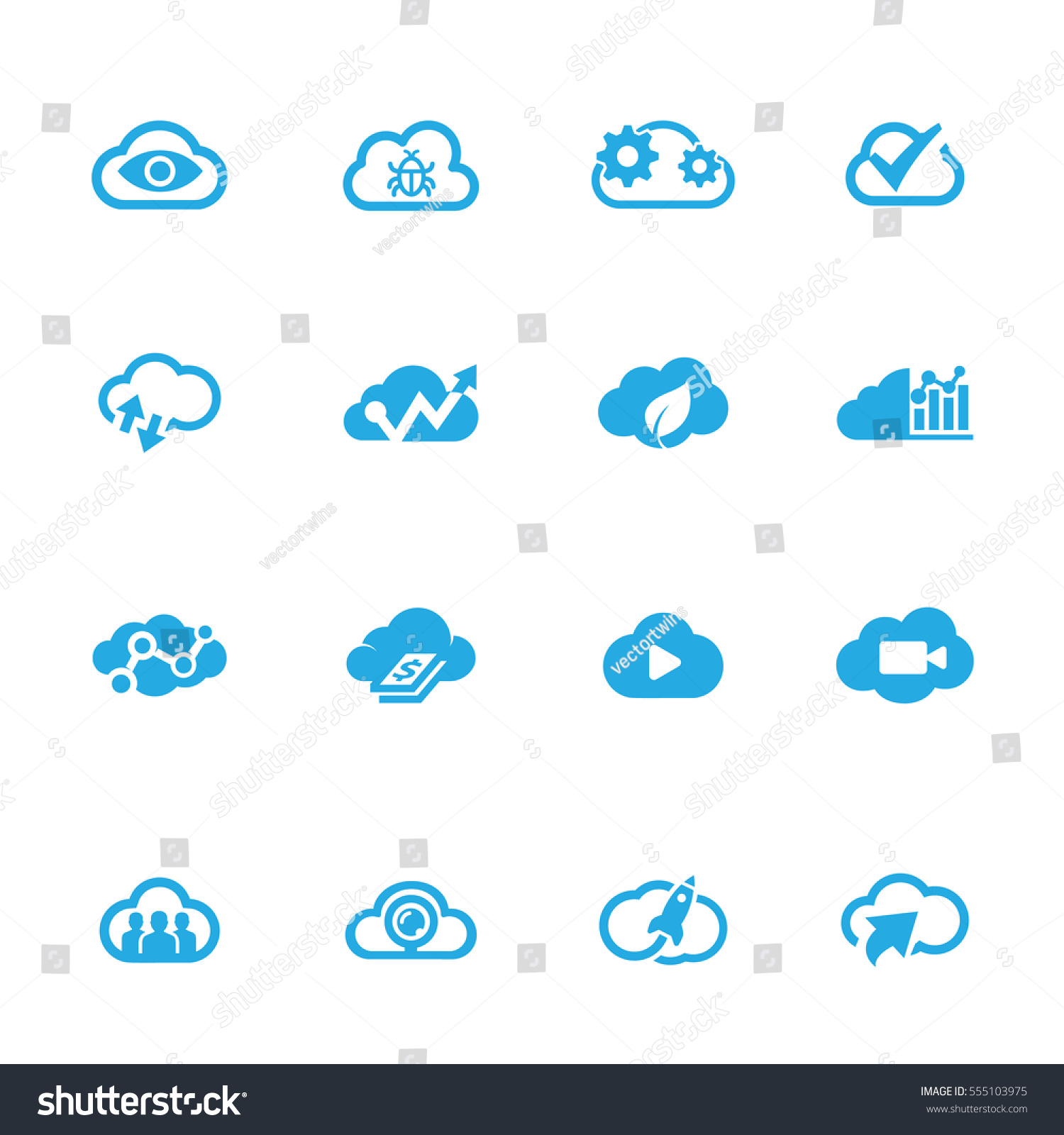 Cloud Icon Set Stock Vector (Royalty Free) 555103975