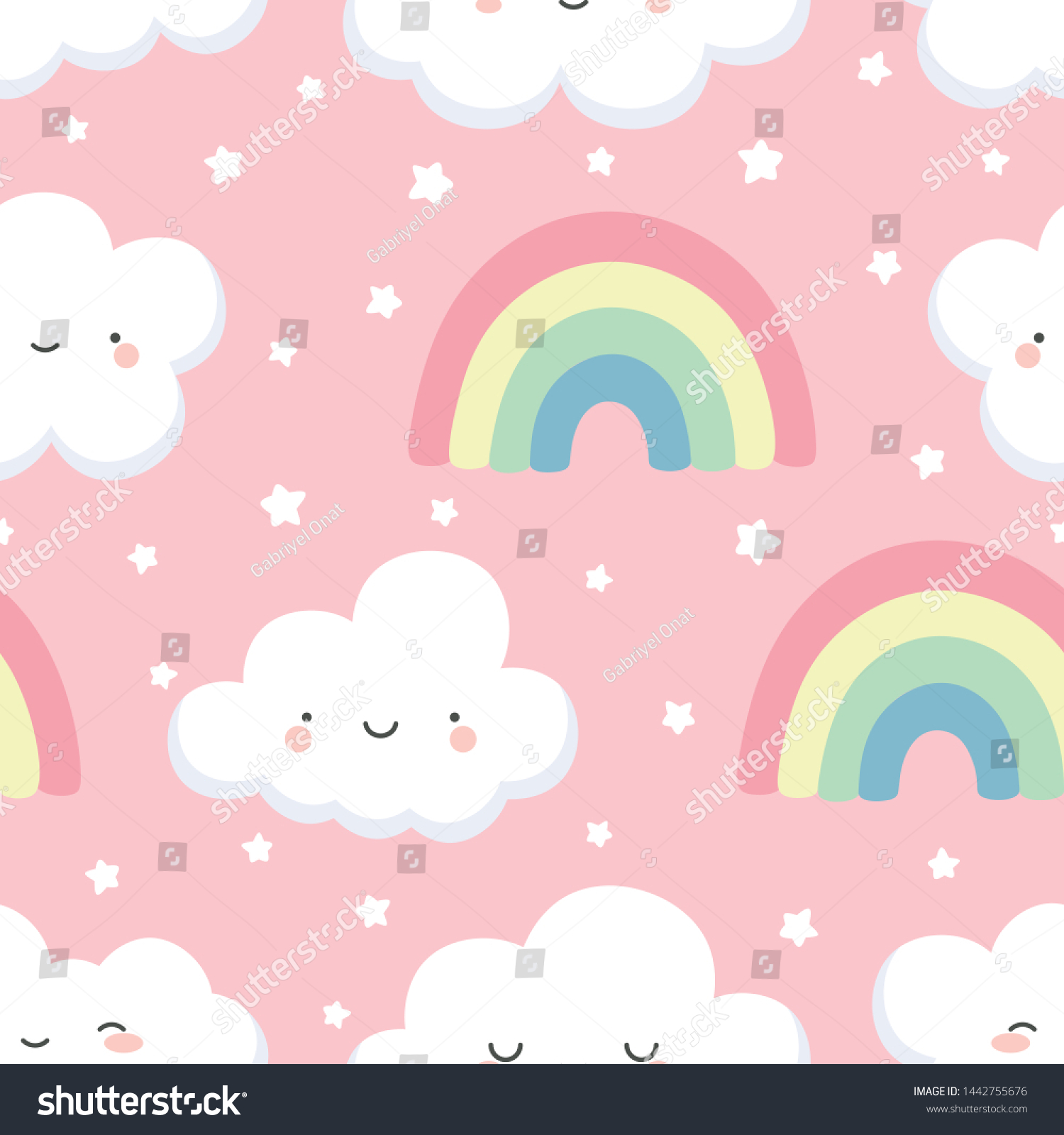 Cloud Pattern Cute Cloud Cartoon Background Stock Vector Royalty Free 1442755676