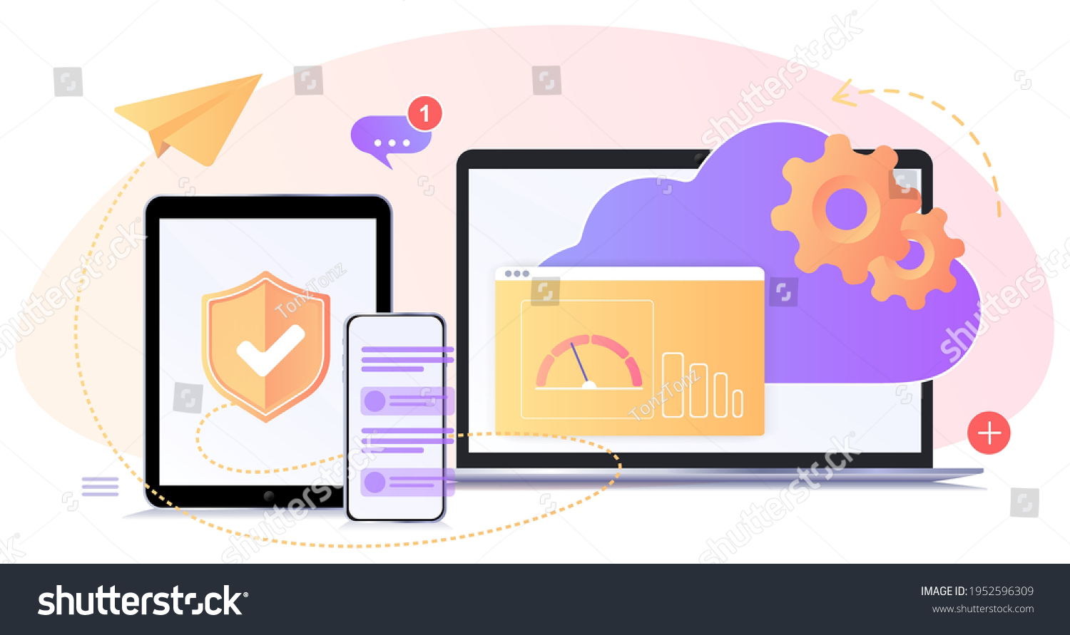 Cloud Storage Data Protection Data Exchange Stock Vector (Royalty Free