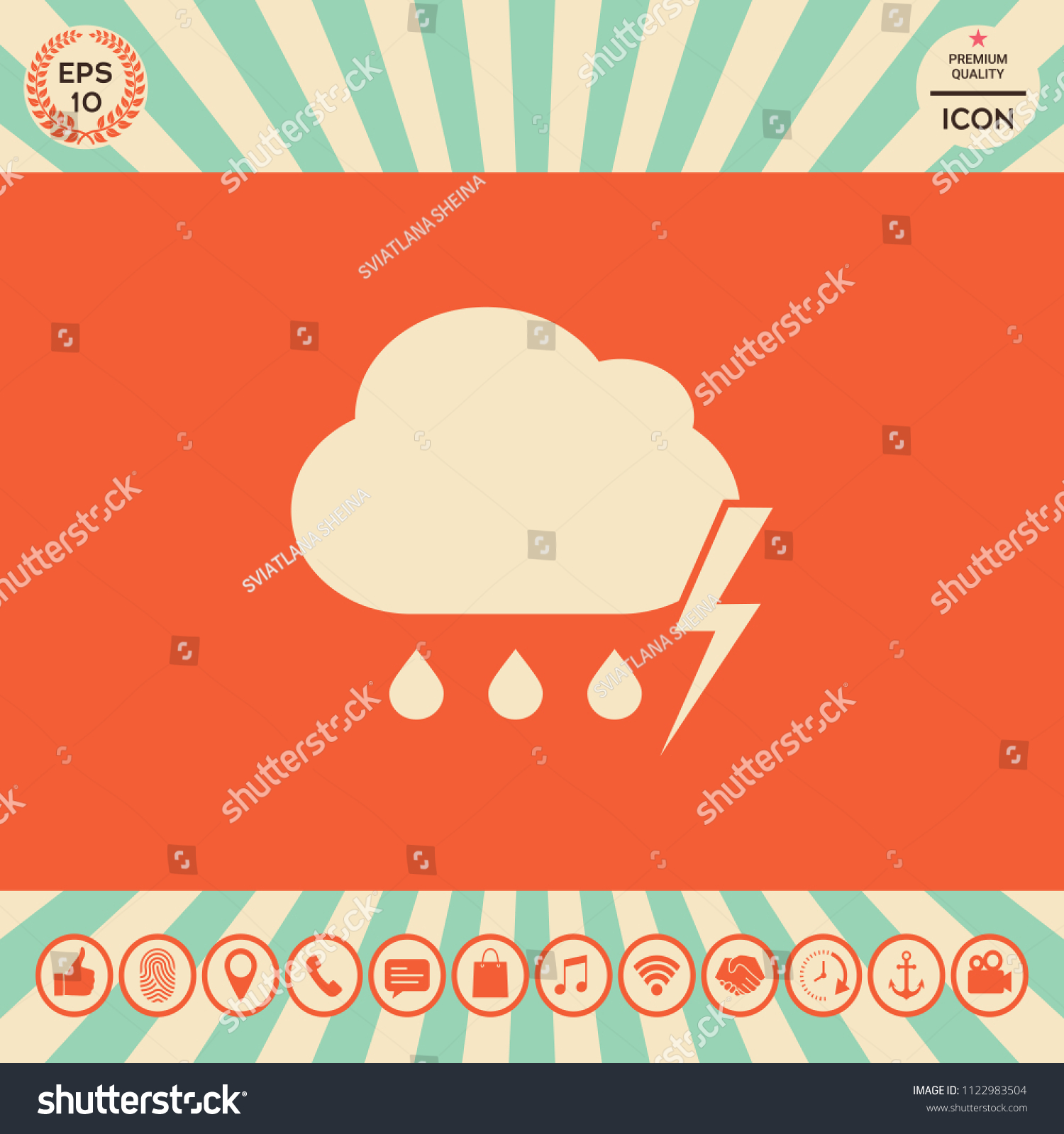 Cloud Thunderstorm Lightning Rain Icon Stock Vector (Royalty Free ...