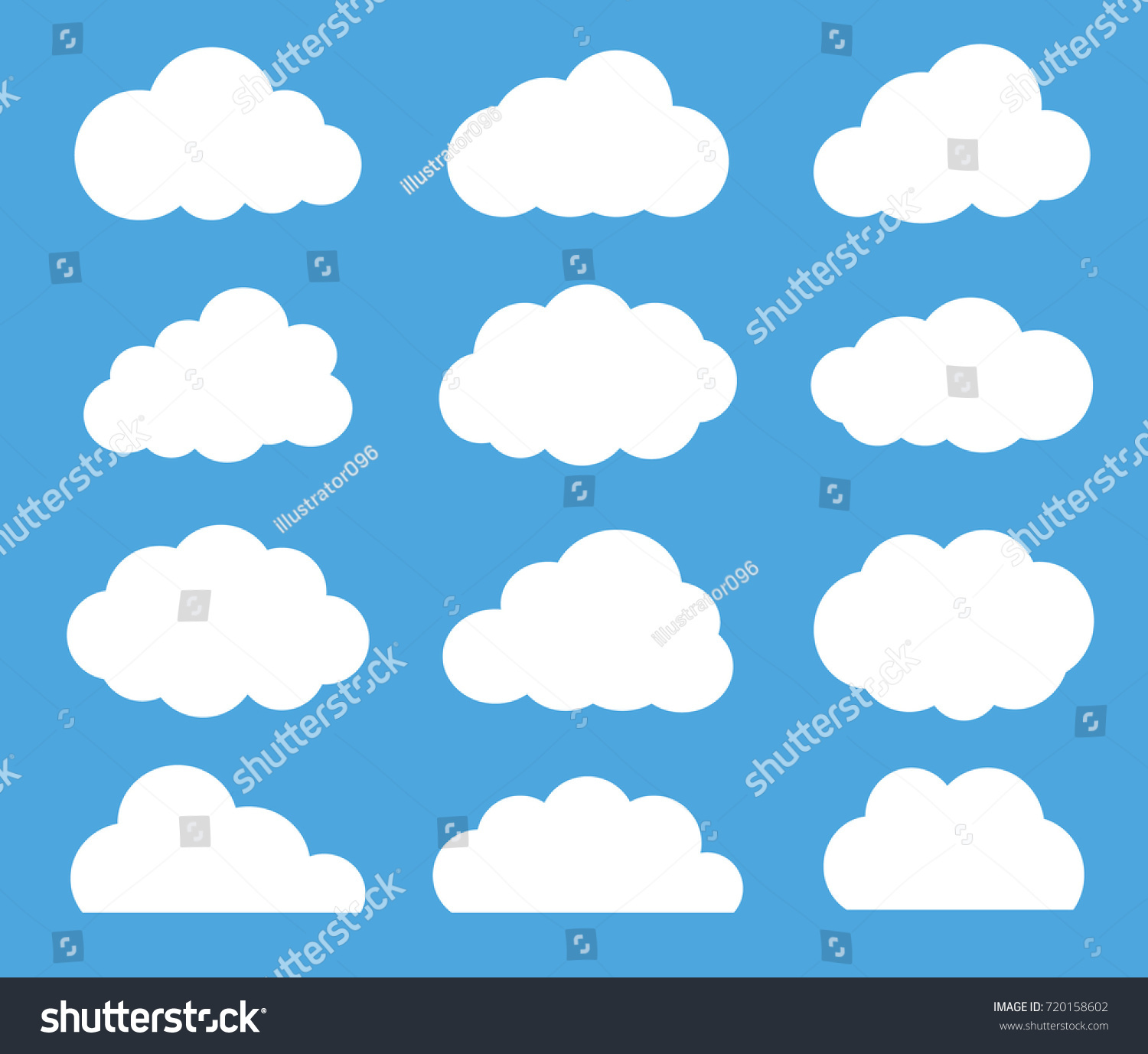 Cloud Vector Icon Set White Color Stock Vector (Royalty Free) 720158602 ...