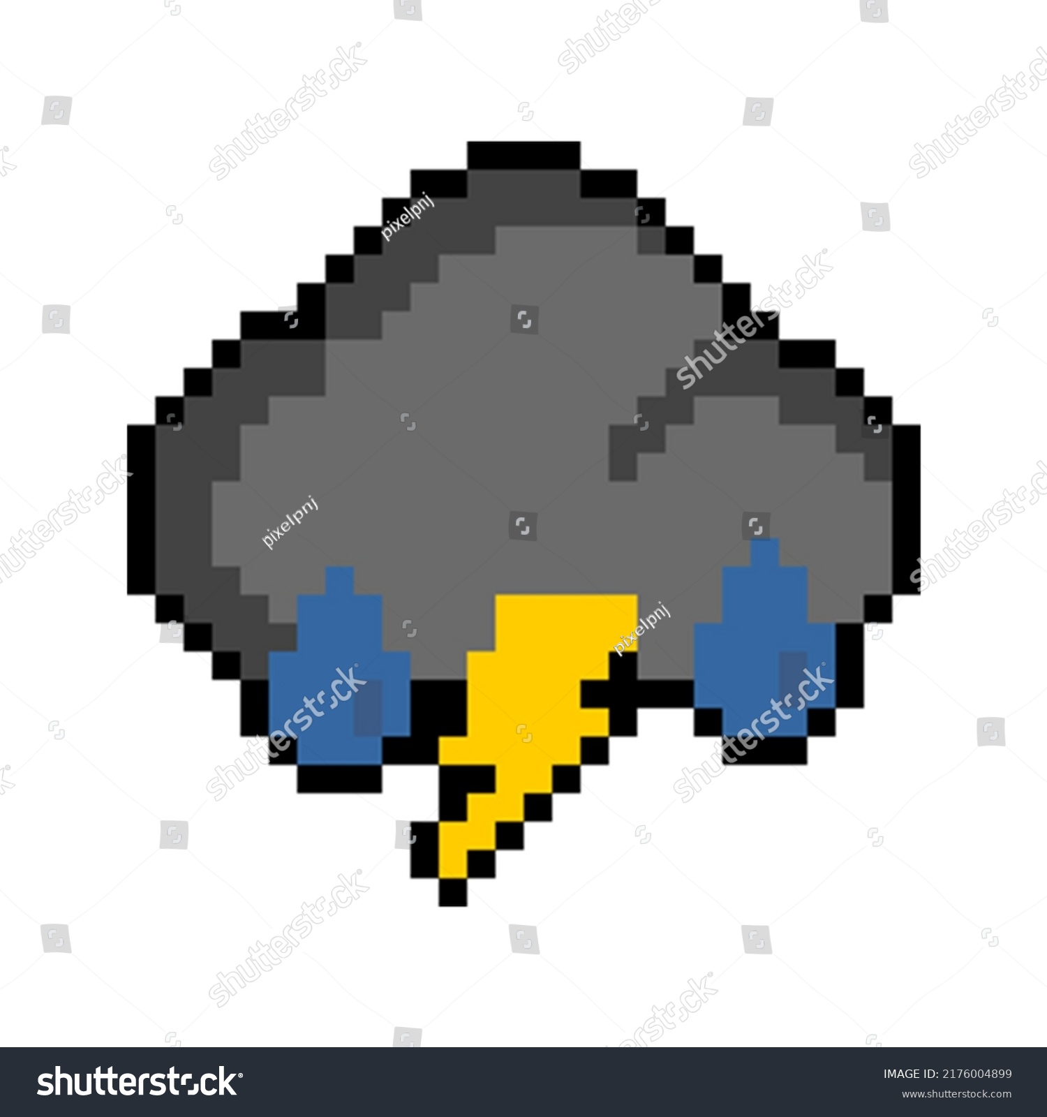 Cloud Lightning Rain Pixel Art Style Stock Vector (Royalty Free ...