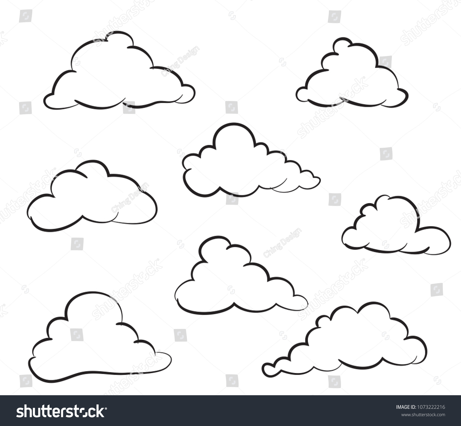 Clouds Drawing Style Vector Illustration Stock Vector (Royalty Free