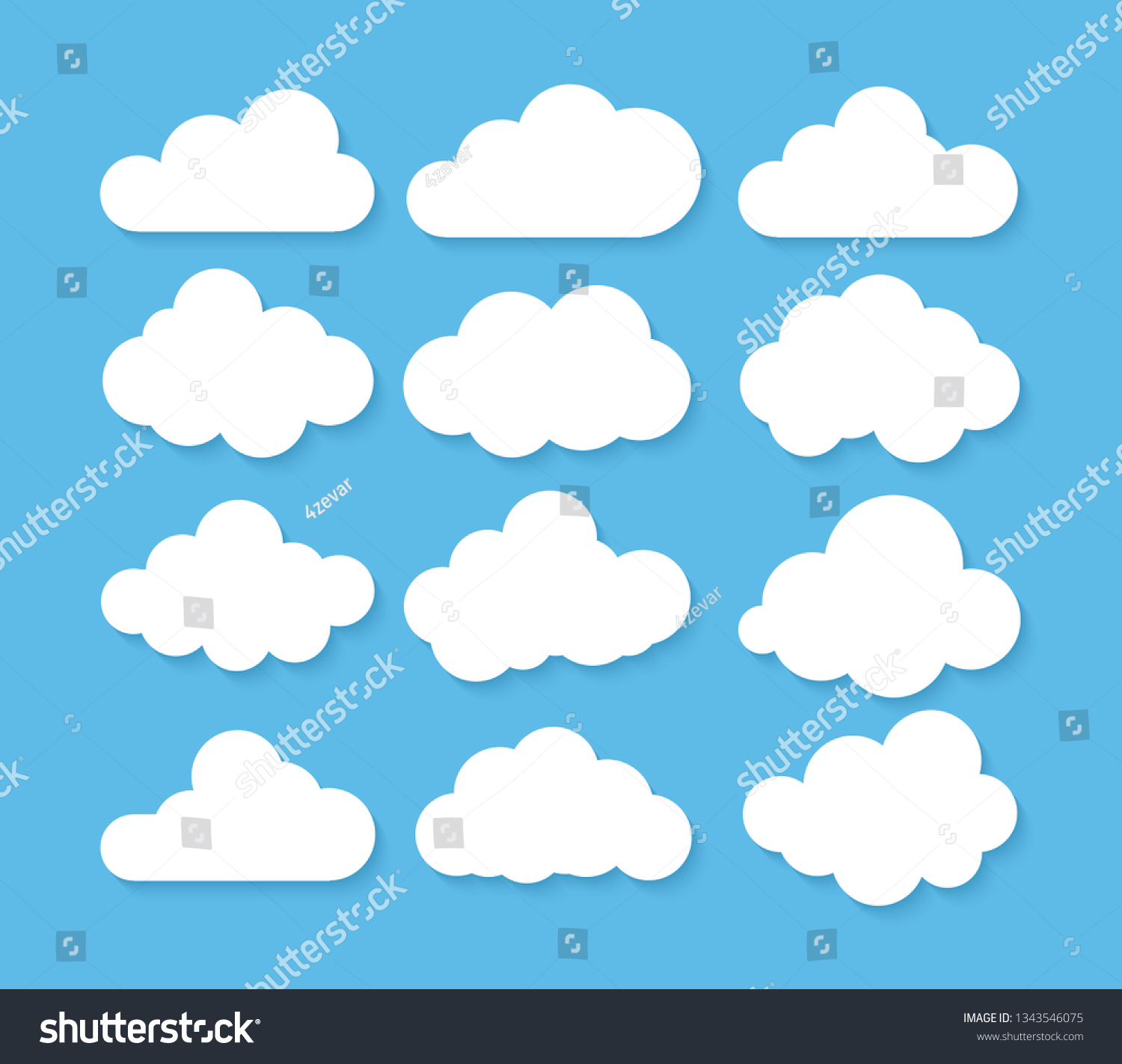 雲のアイコン ベクターイラスト 雲のシンボルまたはロゴ 異なる雲セット のベクター画像素材 ロイヤリティフリー