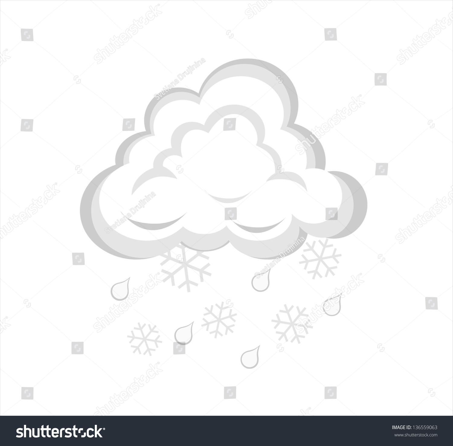 Clouds Rain Snow Stock Vector 136559063 - Shutterstock