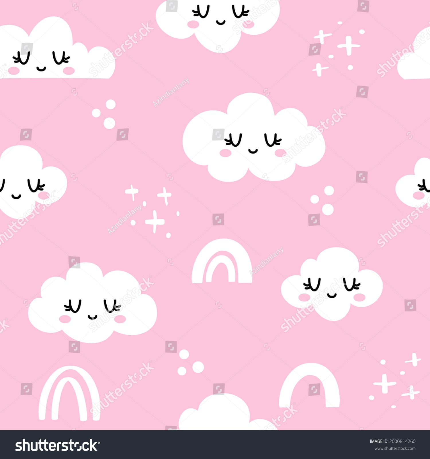 Cloudy Sky Several Kawaii Face Clouds Stock Vector (Royalty Free ...