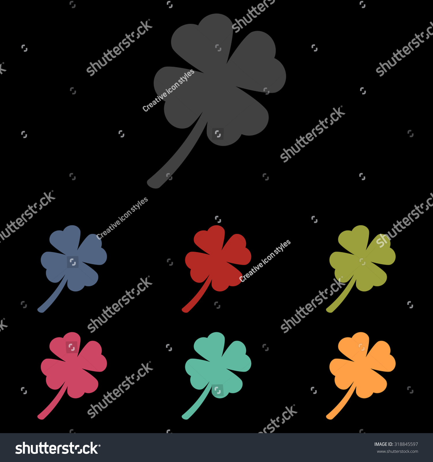 Clover Leaf Icon Set Stock Vector (Royalty Free) 318845597 | Shutterstock