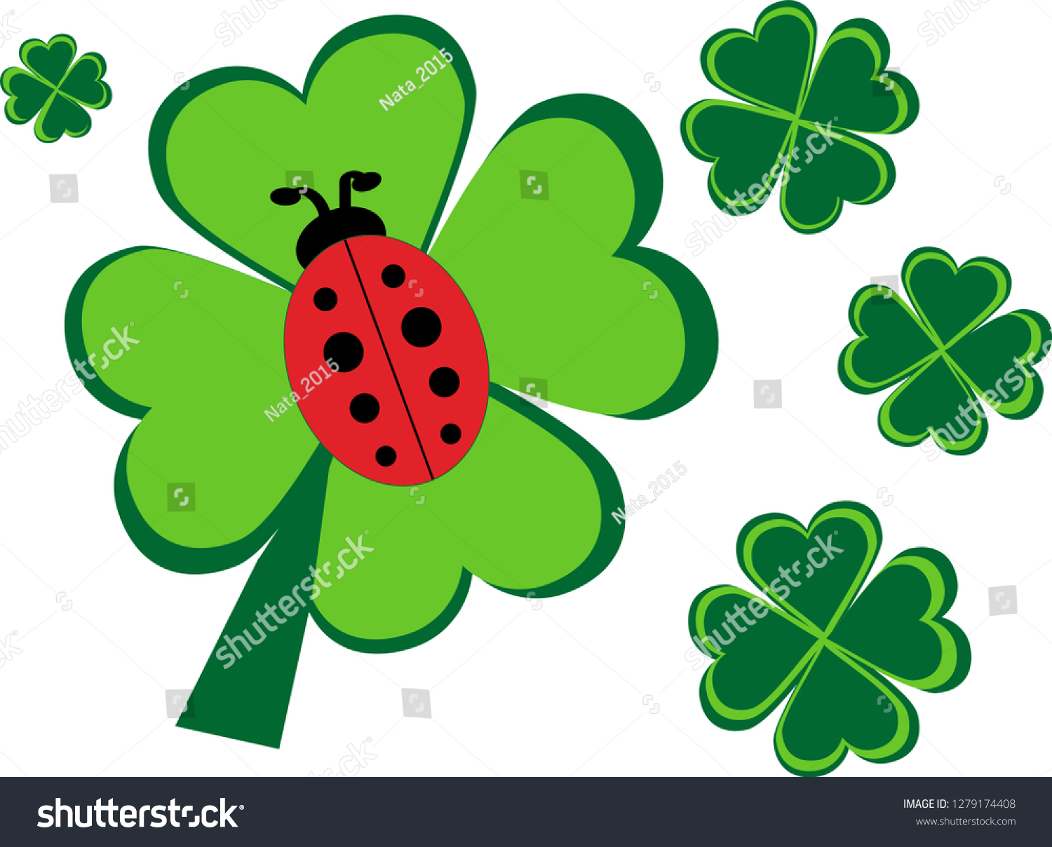 Clover Ladybug Stock Vector (Royalty Free) 1279174408 | Shutterstock