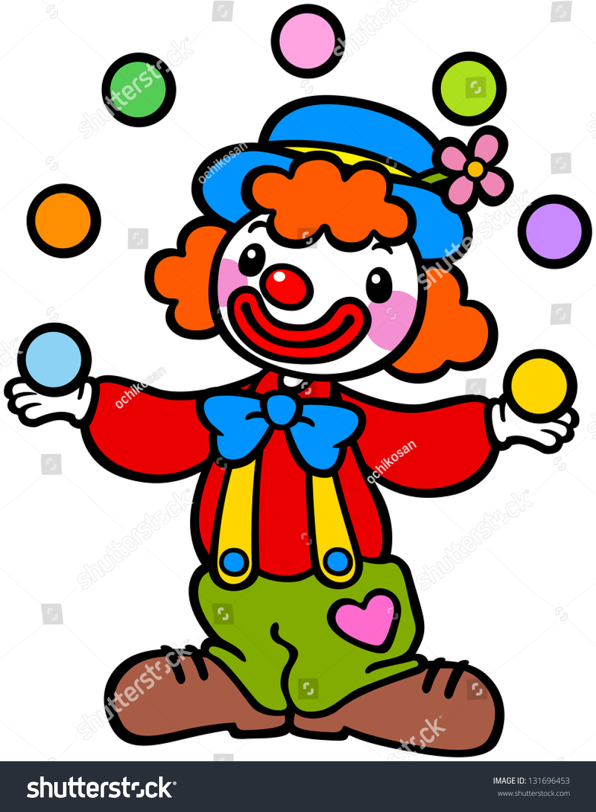 Clown Playing Ball Stock Vector 131696453 - Shutterstock