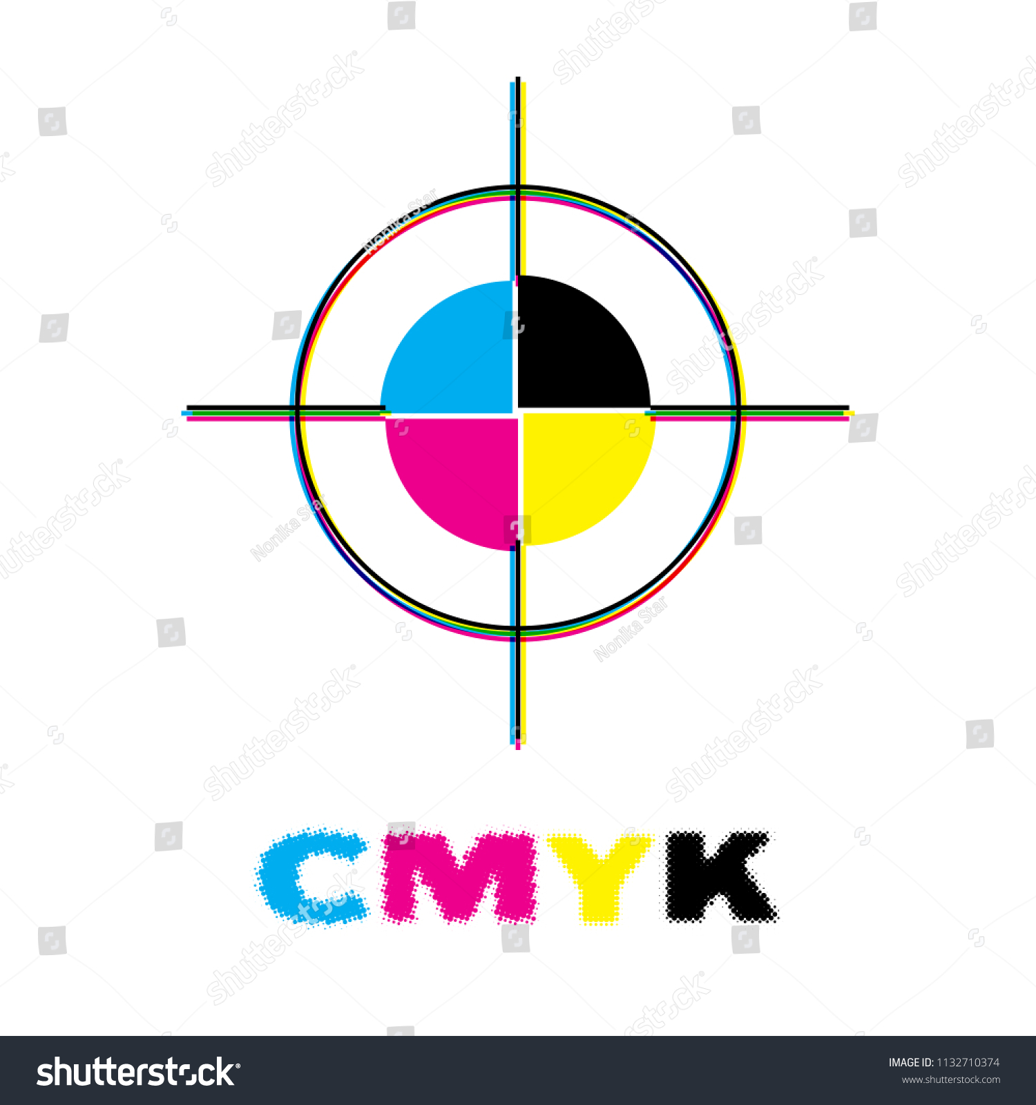 Cmyk Crosshair Register Mark Offset Printing Stock Vector Royalty Free