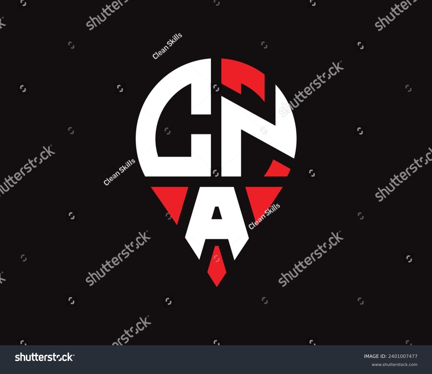 SVG of CNA letter location shape logo design. svg