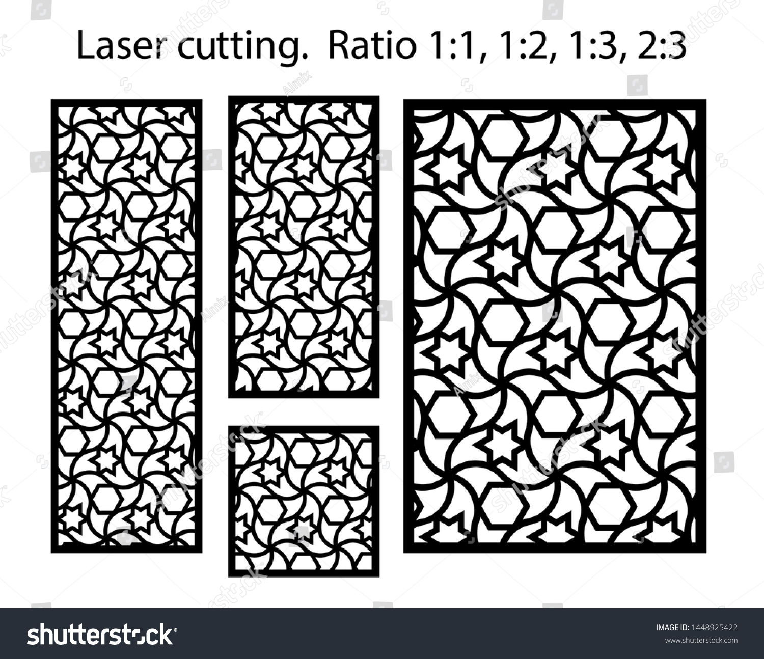 Cnc Template Set Laser Pattern Set Stock Vector Royalty Free 1448925422