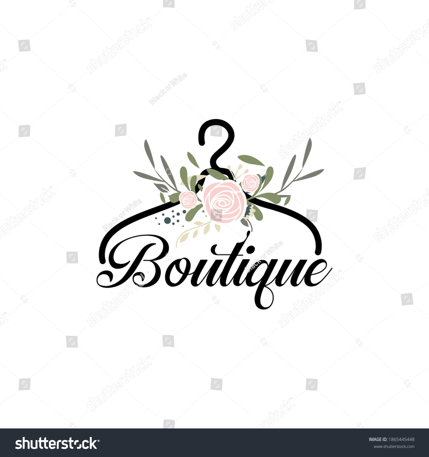 Coat Hanger Concept Flowers Boutique Logo Stock Vector (Royalty Free ...