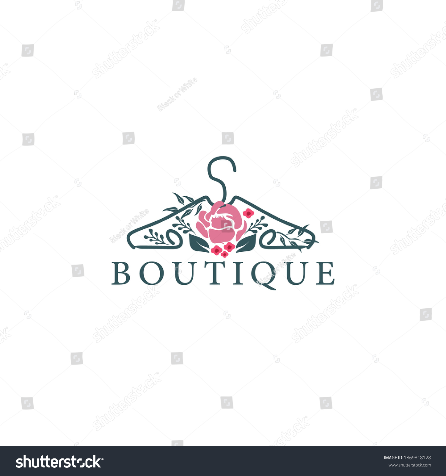 Coat Hanger Concept Flowers Boutique Logo Stock Vector (Royalty Free ...